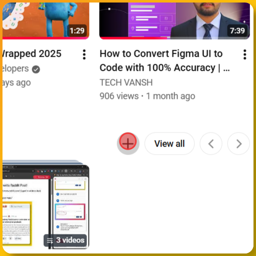 Screenshot showing how to click the plus icon near the Playlists section to create a new playlist on YouTube
